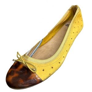 Clarks indigo Valley Stone ballet flats 8.5 camel mustard yellow tortoiseshell